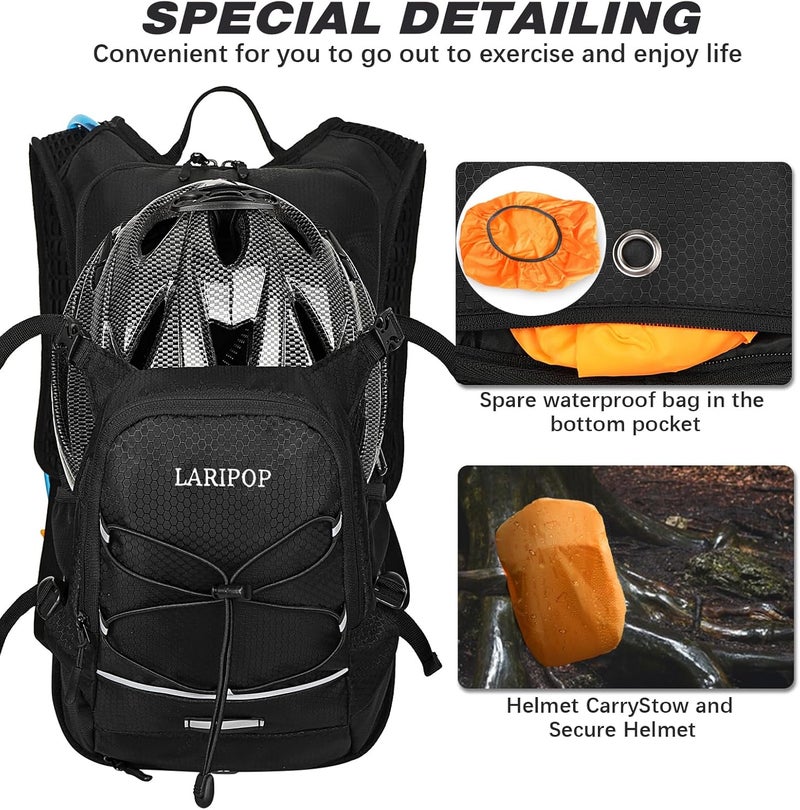 LARIPOP Hydration Backpack, 18L Hiking Backpack with 2L Water Bladder, Lightweight Water Pack for Cycling, Hiking, Biking - Image 3